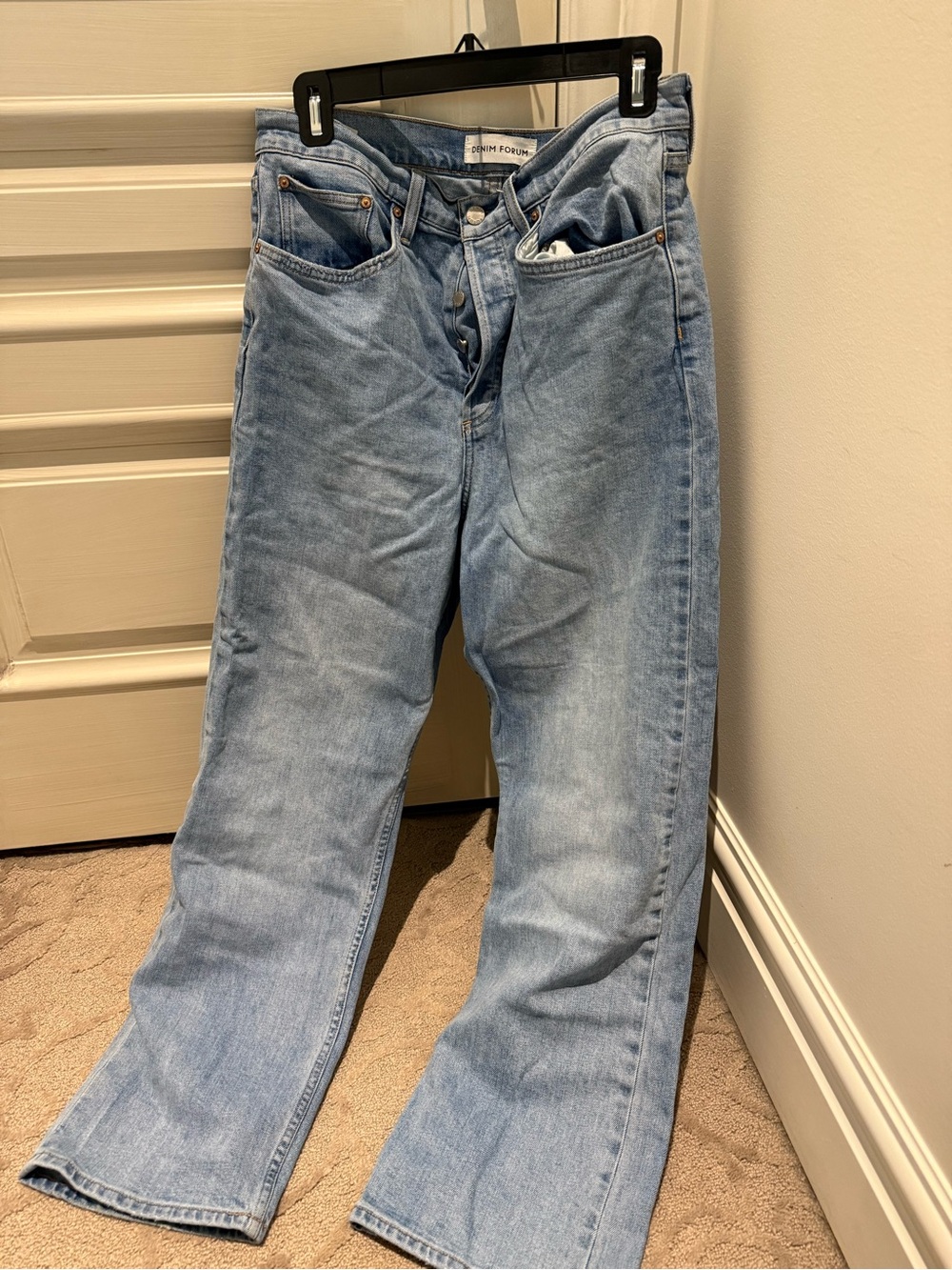 Denim Forum Light Blue High-Rise Straight Jeans